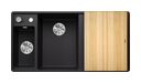Silgranit 2 Becken  AXIA III 6 S-F Flächenbündige Spüle für 60 cm Unterschrank (Schwarz) (Schwarz)