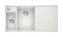 Silgranit 2 Becken  AXIA III 6 S-F mit Ablauffernbedienung Flächenbündige Spüle für 60 cm Unterschrank (Weiß) (Weiß)
