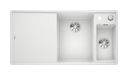 Silgranit 2 Becken  AXIA III 6 S-F mit Ablauffernbedienung Flächenbündige Spüle für 60 cm Unterschrank (Weiß) (Weiß)