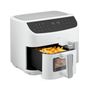 LIFE P20 XXL Twin DoppelzonenHeißluftfritteuse MD 11760, 2 separate Garzonen, 9 Automatikprogramme, 8,7 L Gesamt-Nutzinhalt, 2.600 Watt, Temperatur einstellbar bis 200 °C (Weiß)