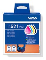 Brother originale Druckerpatronen Schwarz, Cyan, Magenta, Gelb 500 Seiten LC-521VAL f&uuml;r 68,46 Euro