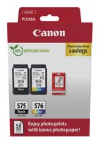 Canon originale Druckerpatronen Schwarz, Cyan, Magenta, Gelb PG-575/CL-576 Photo Value Pack f&uuml;r 31,99 Euro