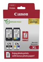 Canon originale Druckerpatronen Schwarz, Cyan, Magenta, Gelb PG-575XL /CL-576XL Photo Value Pack f&uuml;r 61,99 Euro