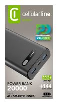 Cellular Line 20000 mAh Powerbank USB Typ-C  Fast (Schwarz) f&uuml;r 32,96 Euro
