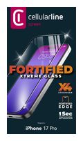 Cellular Line Klare Bildschirmschutzfolie gehärtetes Glas für  Apple iPhone 17 Pro Abnutzungsresistent, Tropfsicher, Schlagfest, Kratzresistent, Schockresistent Fortified Xtreme Glass f&uuml;r 22,96 Euro