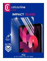 Cellular Line Klare Bildschirmschutzfolie aus gehärtetes Glas 9H für Apple iPad Air 13'' (2024), iPad Pro 13'' (2024) bis 33 cm (13") Kratzresistent, Schockresistent  Impact Glass (Transparent) f&uuml;r 34,99 Euro