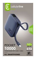 Cellular Line 10000 mAh Powerbank USB Typ-C  Pocket (Blau) f&uuml;r 34,96 Euro