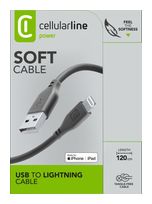Cellular Line Lightning auf USB A 1,2 m  Soft Cable (Schwarz) f&uuml;r 21,46 Euro