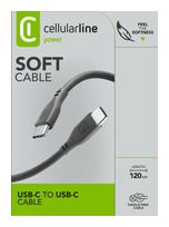 Cellular Line Stecker USB C auf USB C bis 60 W 1,2 m  Soft Cable (Schwarz) f&uuml;r 16,46 Euro