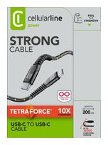 Cellular Line Stecker USB C auf USB C bis 60 W 2 m  Tetra Force Cable (Schwarz) f&uuml;r 16,46 Euro