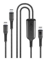 Cellular Line Stecker Rundkabel USB C auf 2 x USB C bis 120 W 1,5 m  Twin Charge Cable (Schwarz) f&uuml;r 22,96 Euro