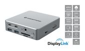 Conceptronic DONN25G 15-in-1 DisplayLink USB 3.2 Gen 2 Dockingstation, 4K60Hz Triple-Display, HDMI x 2, DisplayPort, USB-C 10 Gbit/s x 2, USB-A 10 Gbit/s x 2, USB-A 5 Gbit/s x 2, SD, TF/MicroSD, GbE, Audio, DC-Eingang, Sicherheitssteckplatz, PD 3,0 f&uuml;r 292,96 Euro