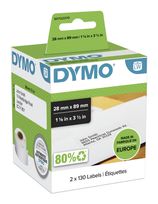Dymo DYMO Original LabelWriter Adressetiketten | 28 mm x 89 mm | schwarz auf weiß | 2 Rollen mit je 130 leicht ablösbaren Etiketten (260 Etiketten) | selbstklebend | für LabelWriter Etikettendrucker f&uuml;r 19,96 Euro