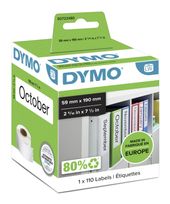 Dymo DYMO Original LabelWriter-Mehrzwecketiketten/große Ordnerrücken-Etiketten | 59 mm x 190 mm | Rolle mit 110 leicht ablösbaren Etiketten | selbstklebend | für LabelWriter Etikettendrucker f&uuml;r 42,46 Euro
