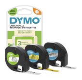 Dymo DYMO Original LetraTag Etikettenband | Papier/Kunststoff/Metall | 12 mm x 4 m | selbstklebendes Etiketten | für LetraTag-Beschriftungsgerät | 3 Etikettenkassetten f&uuml;r 21,96 Euro