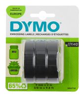 Dymo DYMO Original Prägeband | 3D weiß auf schwarz | 9 mm x 3 m | selbstklebendes Kunststoff Etikettenband | für Junior & Omega Beschriftungsgerät | 3 Prägebänder f&uuml;r 9,99 Euro