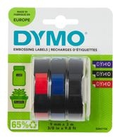 Dymo DYMO Original Prägeband | 3D schwarz | blaurot und schwarz | 9 mm x 3 m | selbstklebendes Kunststoff Etikettenband | für Junior & Omega Beschriftungsgerät | 3 Stück f&uuml;r 9,99 Euro