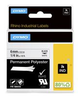 Dymo DYMO Rhino Industrie Permanente Polyesteretiketten | 6 mm x 5,5 m | Schwarz auf Weiß | selbstklebendes Schriftband | für DYMO Rhino und LabelManager Beschriftungsgerät f&uuml;r 18,67 Euro