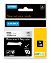 Dymo DYMO Rhino Industrie Permanente Polyesteretiketten | 9 mm x 5,5 m | Schwarz auf Transparent | selbstklebendes Schriftband | für DYMO Rhino und LabelManager Beschriftungsgerät f&uuml;r 19,98 Euro