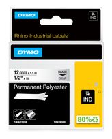 Dymo DYMO Rhino Industrie Permanente Polyesteretiketten | 12 mm x 5,5 m | Schwarz auf Transparent | selbstklebendes Schriftband | für DYMO Rhino und LabelManager Beschriftungsgerät f&uuml;r 20,58 Euro