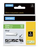 Dymo DYMO Rhino-Industrie-Vinyletiketten | 12 mm x 5,5 m | weiß auf grün | selbstklebendes Schriftband f&uuml;r 20,58 Euro