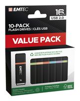 Emtec USB Typ-A Stick 16 GB  K100 10 Stück (Schwarz, Mehrfarbig) f&uuml;r 50,99 Euro