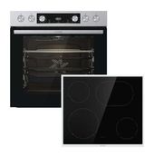 Gorenje Herdset maxi AutoClean AquaClean mit 60 cm Glaskeramik Kochfeld Steel Set EX (BCS6737E12X + ECD634X) f&uuml;r 549,00 Euro