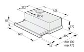 Gorenje Abluft/Umluft Dunstabzugshaube/Esse Einbau 60 cm (Edelstahl) TH62E4X f&uuml;r 183,96 Euro