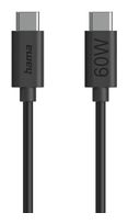 Hama 0,48 Gbit/s Stecker USB C auf USB C bis 60 W 1,2 m  086446 (Schwarz) f&uuml;r 9,99 Euro