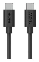 Hama Stecker USB C auf USB C bis 100 W 1,2 m  086448 (Schwarz) f&uuml;r 12,96 Euro
