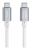 Hama 10 Gbit/s Stecker USB C auf USB C bis 240 W 1,5 m  125147 Full-Featured (Weiß) f&uuml;r 23,96 Euro