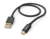 Hama 0,48 Gbit/s Stecker USB A auf Micro-USB B 1,5 m  201543 Fabric (Schwarz) f&uuml;r 12,99 Euro