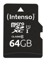 Intenso MicroSD Speicherkarte 64 GB Class 1 (U1) Klasse 10 3424490 f&uuml;r 12,99 Euro