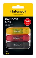 Intenso Intenso Rainbow Line 3er Pack USB Stick 8 GB, USB-A 2.0, bunt, Multipack f&uuml;r 14,99 Euro