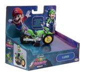 JAKKS Pacific Die Super Mario Galaxy Film-Actionfigur Luigi mit Motorrad (2,5" / 6,35 cm), offiziell lizenziert von Jakks Pacific, 9 Bewegungspunkte, detailreiches Design, zurückziehen und losfahren lassen! Ab 3 Jahren f&uuml;r 17,99 Euro