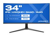 JAPANNEXT Quad HD Monitor 86,4 cm (34 Zoll) 21:9 5 ms 300 cd/m²  JN-IPS340UWQHD60C-C65W-HS (Schwarz, Silber) f&uuml;r 329,99 Euro