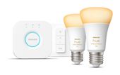Philips LED Set für intelligente Beleuchtung 1100 mm Warmweiß, Kaltweiße Hue White Ambience Starterset: E27 Lampe A60 Doppelpack + Dimmschalter f&uuml;r 119,96 Euro