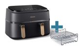 Philips Doppel Heißluftfritteuse 9 l 2750 W  Serie 3000 NA352/04 Airfryer (Schwarz, Kupfer) f&uuml;r 123,96 Euro