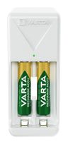 Varta Akku Ladegerät, inkl. 2X AA 2100mAh, Batterieladegerät für wiederaufladbare Batterien, lädt 2 AA/AAA gleichzeitig, Mini Charger, weiß f&uuml;r 11,99 Euro