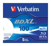 Verbatim BD-R XL 100 GB* 4x, mit Tintenstrahldrucker großflächig bedruckbar, Jewel Case, 5er-Pack f&uuml;r 51,99 Euro