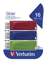 Verbatim USB Typ-A Stick 16 GB  Slider (Blau, Grün, Rot) f&uuml;r 15,99 Euro