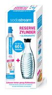 SodaStream Glas, Kunststoff, Edelstahl Karbonisiererflasche + Karbonisierer-Ladegerät 1100065490 Reserve-Zylinder 60l + Glaskaraffe f&uuml;r 39,96 Euro