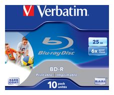 Verbatim BD-R SL 25GB 6x Printable 10 Pack Jewel Case für 22,96 Euro