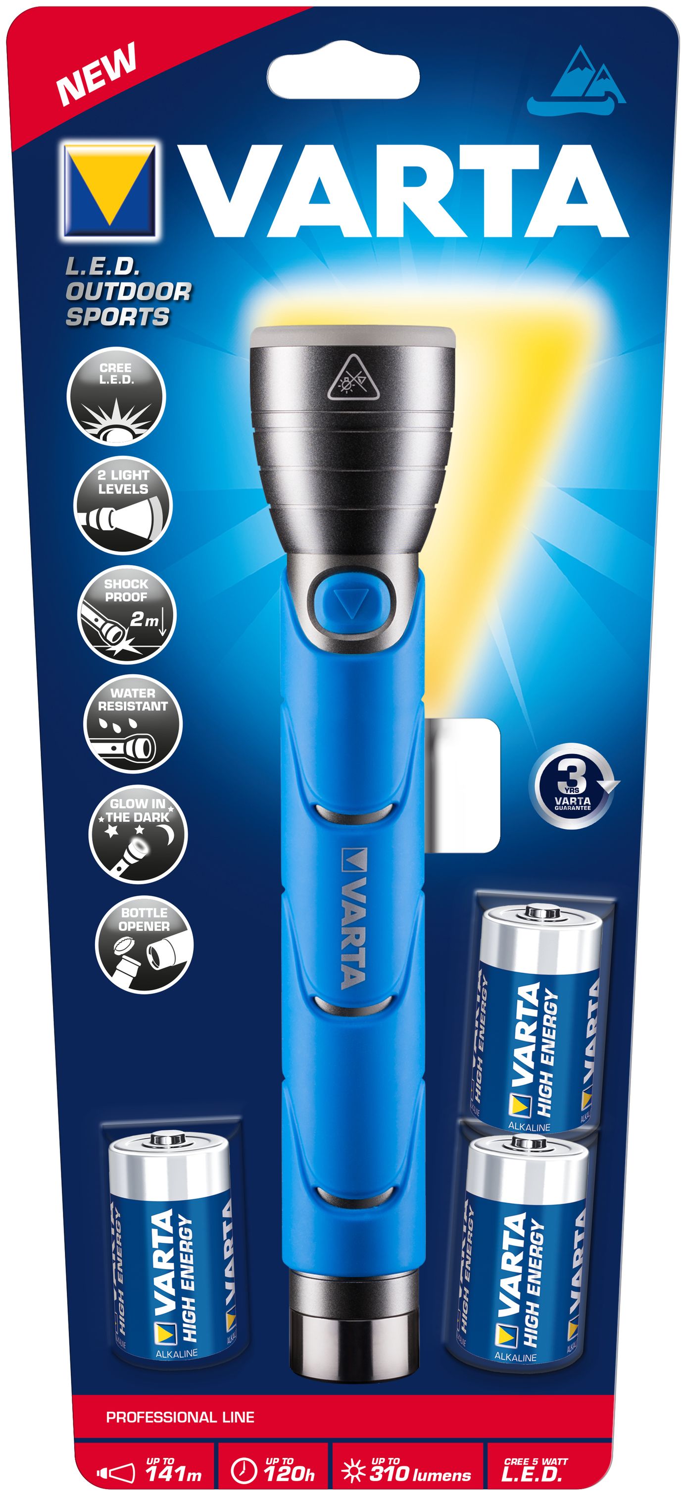 2 Sports Boomstore 3C Varta LED-Taschenlampe Leuchtmodi bei Outdoor Flashlight