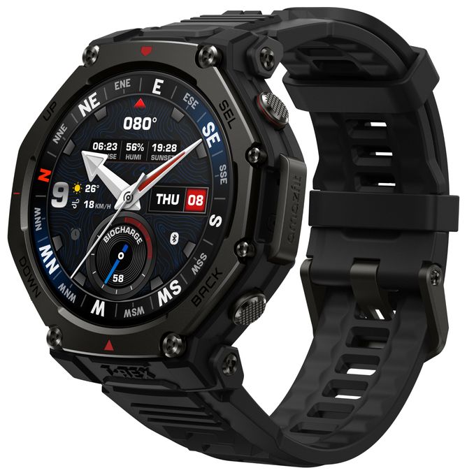 Digital 44 mm Smartwatch Rund 353 ppi  T-Rex 3 Pro (Schwarz) 