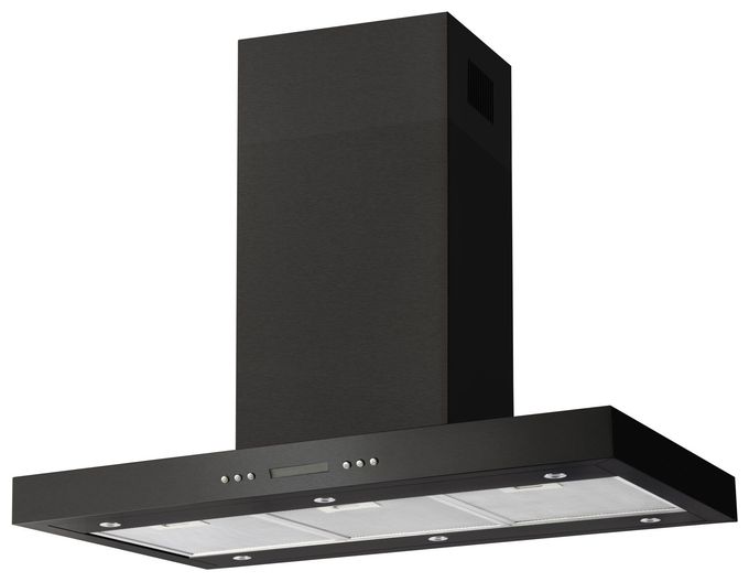 Abluft/Umluft Dunstabzugshaube/Esse Insel 90 cm (Schwarz) IH694610S 
