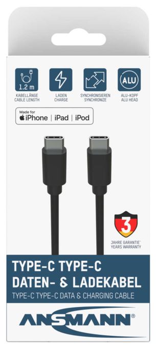5 Gbit/s Stecker USB C auf USB C 0,12 m  1700-0121 (Schwarz) 