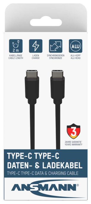 5 Gbit/s Stecker USB C auf USB C 2 m  1700-0122 (Schwarz) 