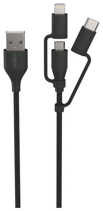 0,48 Gbit/s Stecker Rundkabel USB A auf Micro-USB B 1,2 m  1700-0136 (Schwarz) 