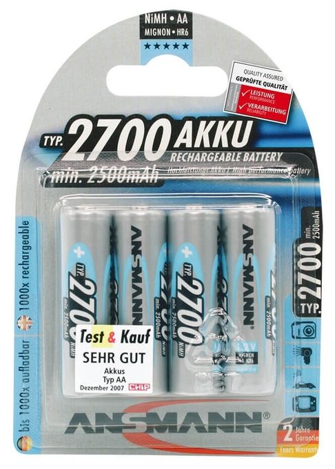 Blister 4 X Accu, AA, 2700mAh 